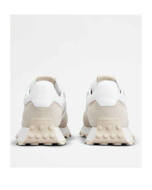 Tod's White Panelled Round Toe Sneakers
