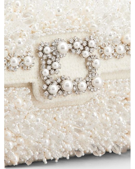 Roger Vivier Natural Flower Strass Pearl Mini Buckle Jewel Clutch Bag