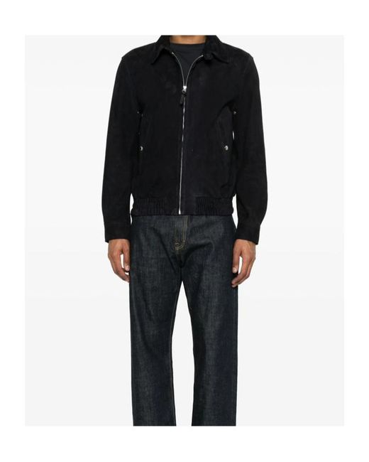 Mackage Black Zip Suede Bomber Jacket for men