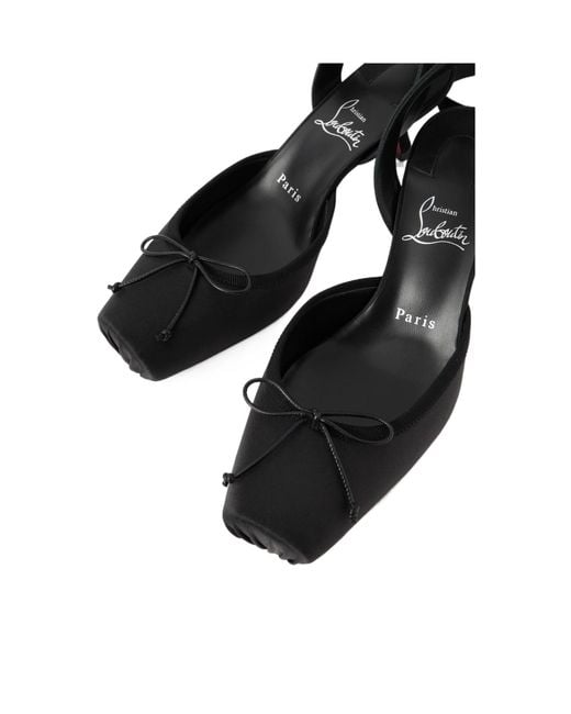 Christian Louboutin Black Cassia 55 Lace-Up Satin Trim High-Heeled Sandals