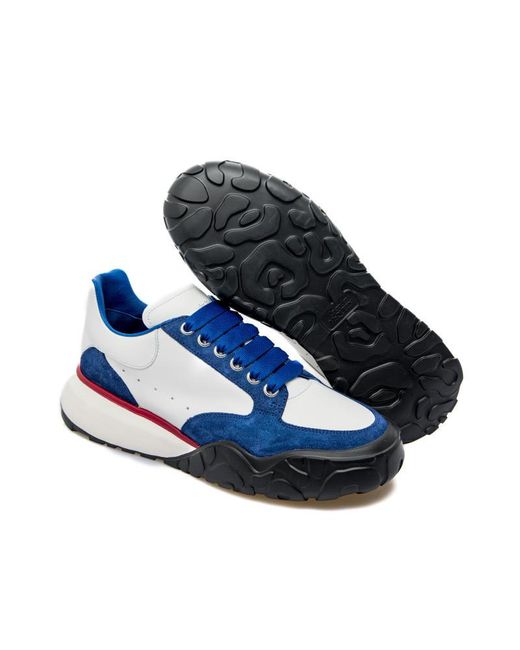 McQueen Blue Oversized Panelled Lace-Up Sneakers for men
