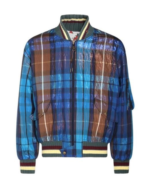 Vivienne Westwood Blue Check Patterned Zipped Jacket for men