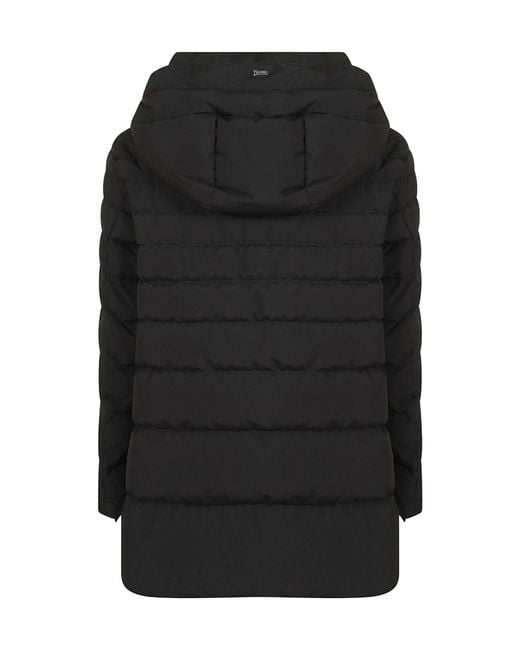 Herno Black Hooded Quilted Down Jacket