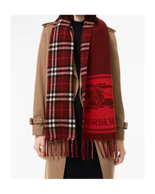 Burberry Red Reversible Knight Stamp Scarf