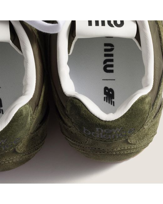 Miu Miu Green New Balance X 530 Sl Technical Fabric And Suede Sneakers