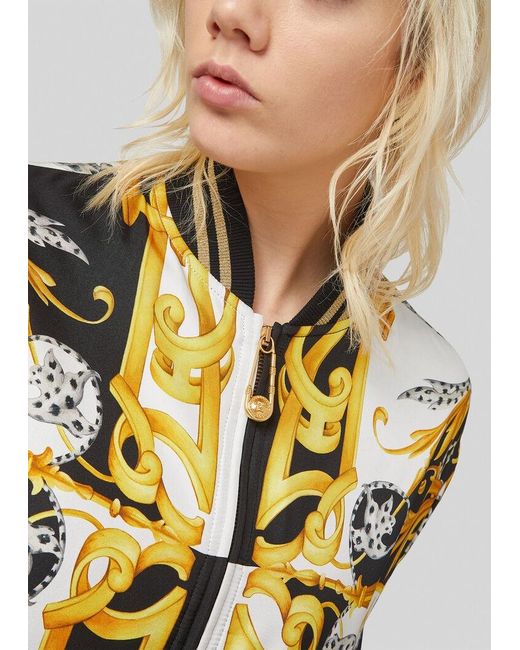 Versace Metallic Acanthus Print Bomber Jacket