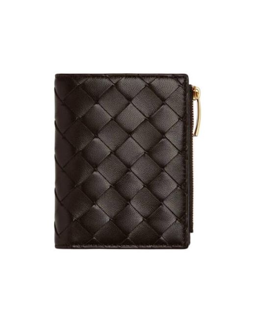 Bottega Veneta Black Intrecciato Small Bi-Fold Wallet