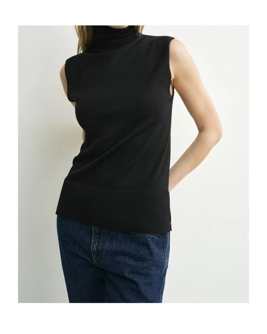Totême Black Totême Fine Turtleneck Sleeveless Jumper
