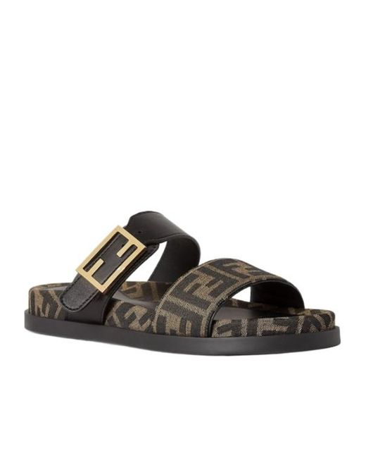 Fendi Black Feel Slip-On Slides