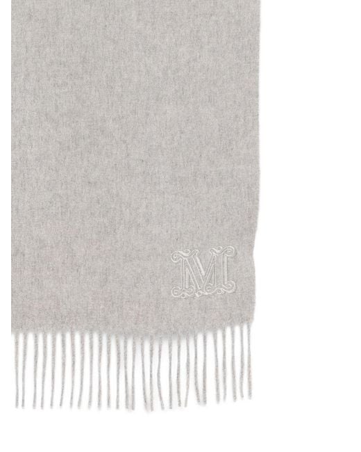 Max Mara White Monogram Fringe Scarf