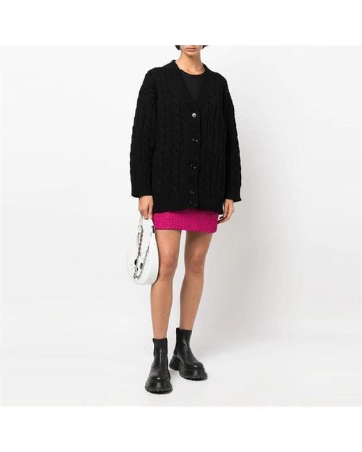 Prada Black Cable-Knit Button Up Cardigan