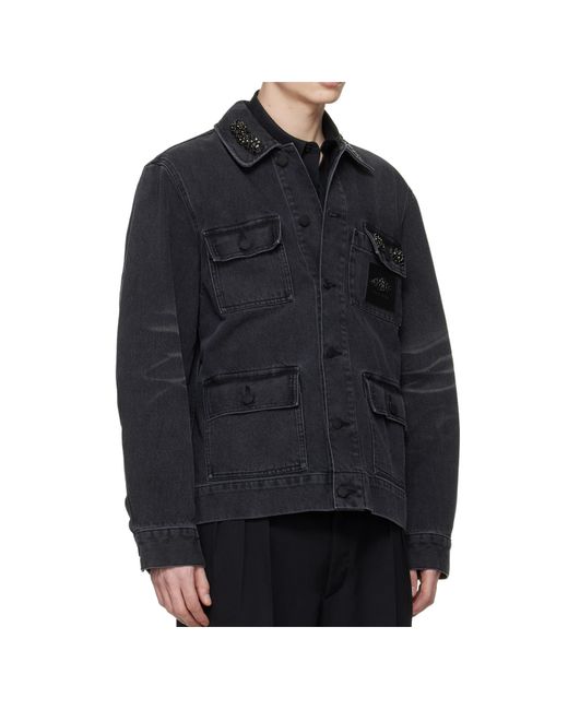 Simone Rocha Blue Multi-Pocket Workwear Denim Jacket for men