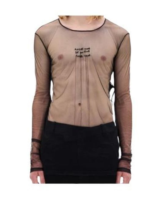 Ann Demeulemeester Black Angel Divine Long-Sleeve Tulle T-Shirt for men