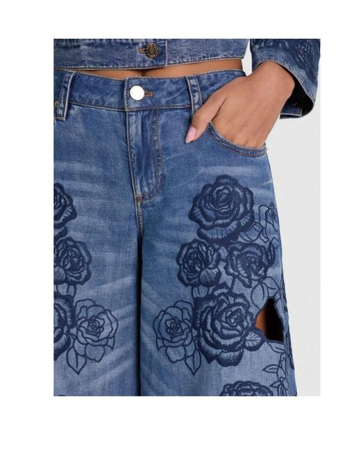 Alice + Olivia Blue Sidney Laser-Cut Jean