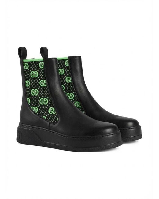 Gucci Green Gg Supreme Slip-On Ankle Boots for men