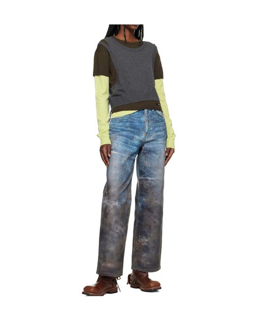 ANDERSSON BELL Blue Festival Mud Printed Jeans for men
