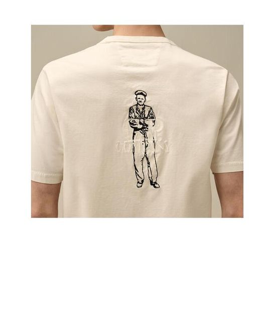 C P Company Natural Logo Emblem T-Shirt for men
