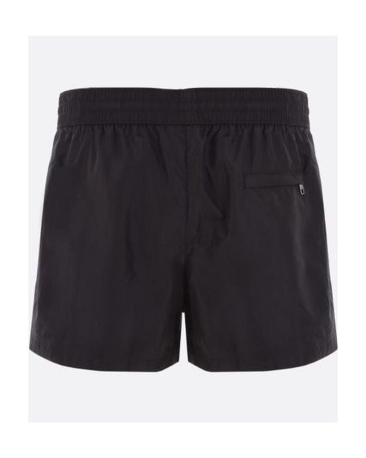 Dolce & Gabbana Black Logo-Plaque Drawstring Swim Shorts for men