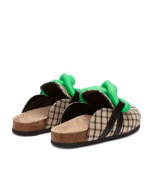 J.W. Anderson Green Checkered Round Head Slippers