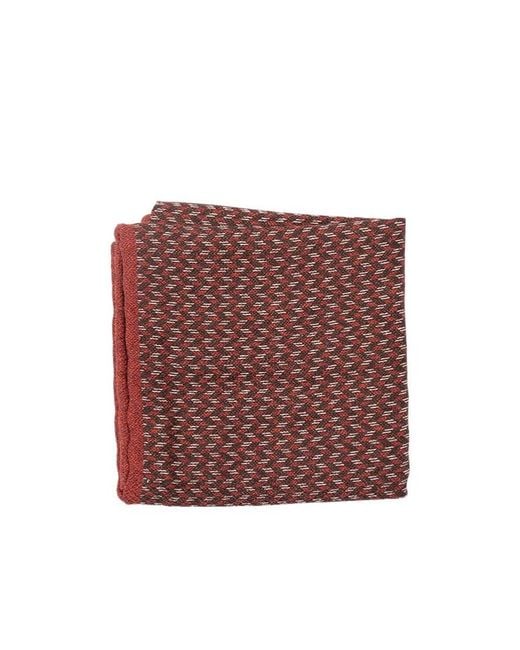 Brunello Cucinelli Red Geometric Pattern Pocket Square for men