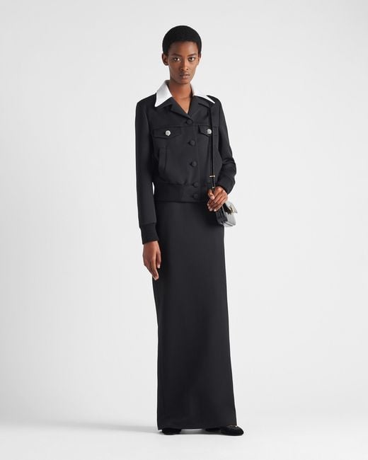 Prada Black Wool Single-Breasted Jacket With Jewelled Buttons