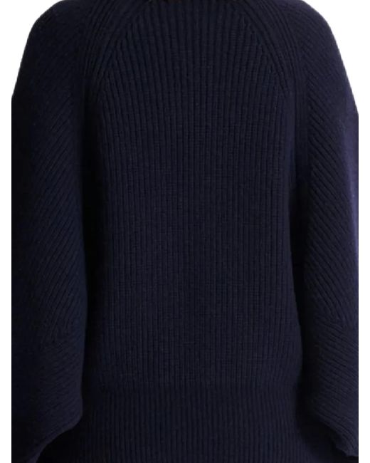 Balmain Blue Balloon Sleeved High Neck Jumper