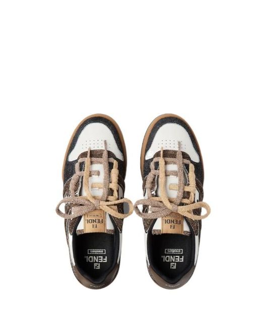 Fendi Brown Ff Logo Printed Low-Top Sneakers for men