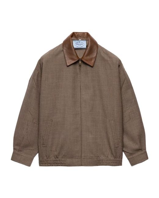 Prada Brown Embroidered Checked Jacket