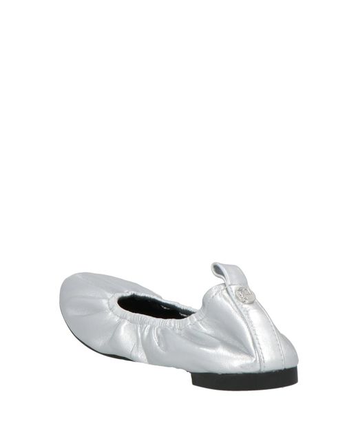 Tory Burch White Metallic Leather Ballet Flats