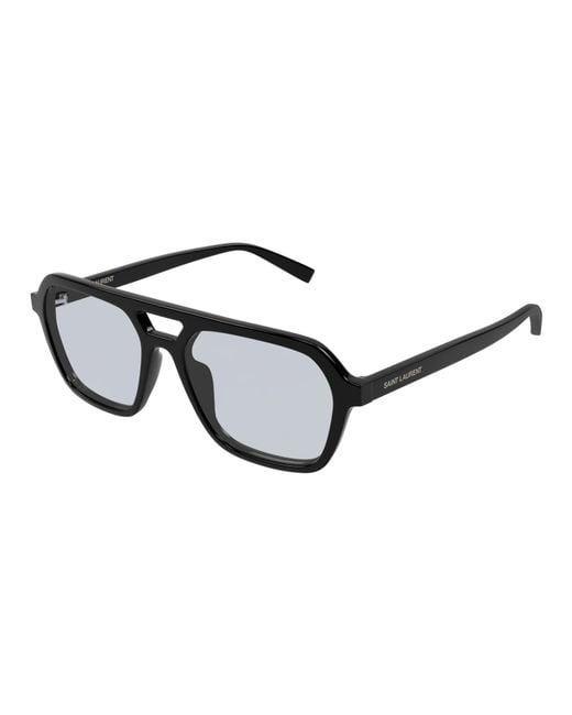 Saint Laurent White Eyewear Pilot Frame Sunglasses for men