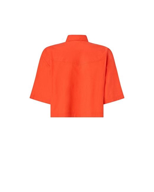 Pinko Orange Embellished Cropped Shirt