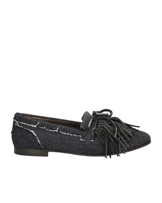 Brunello Cucinelli Black Denim Loafers