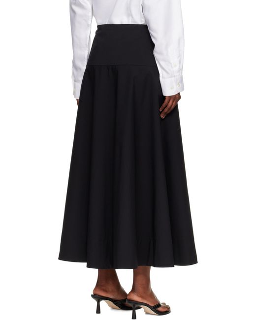 St. Agni Black Cotton Circle Hem Maxi Skirt