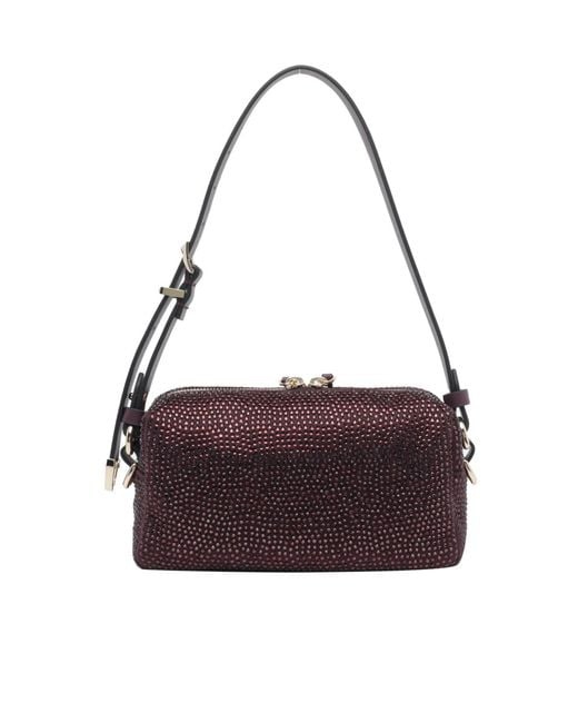Pinko Purple Embellished Mini Crossbody Boston Bag