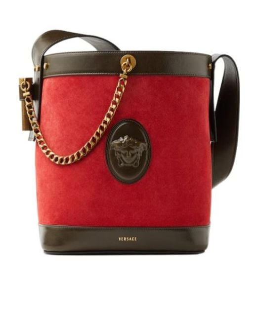 Versace Red Pivot Small Bucket Bag