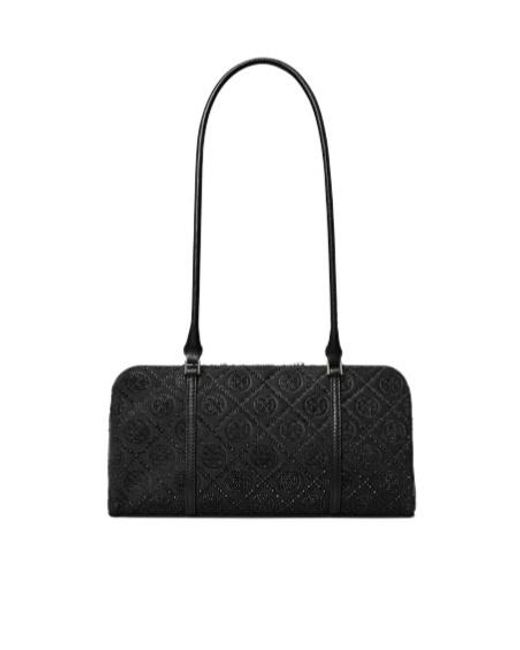 Tory Burch Black Small T Monogram Embellished Satchel Bag