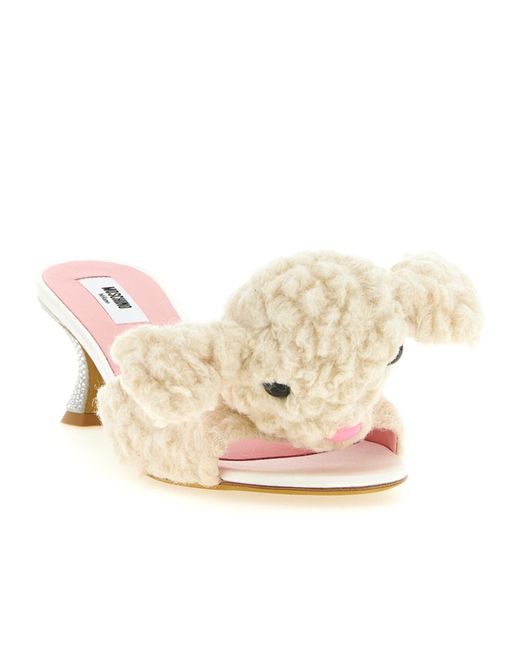 Moschino Natural Sheep Embellished Mules