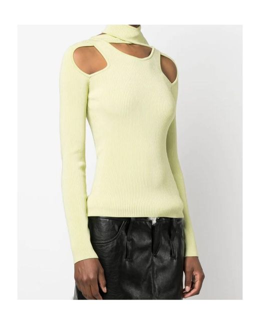 Coperni Yellow Cut-Out Ribbed-Knit Jumper