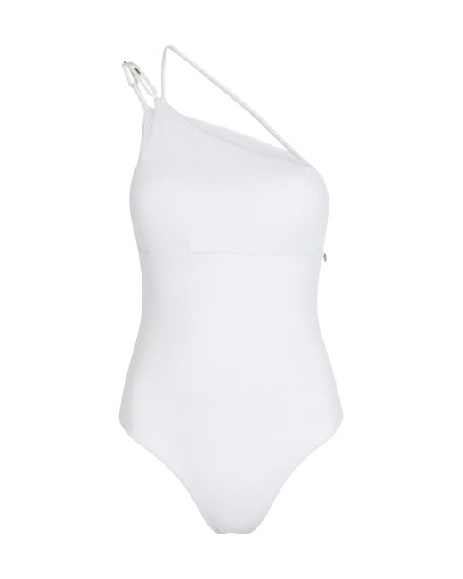 Max Mara White One-Shoulder Swimsuit