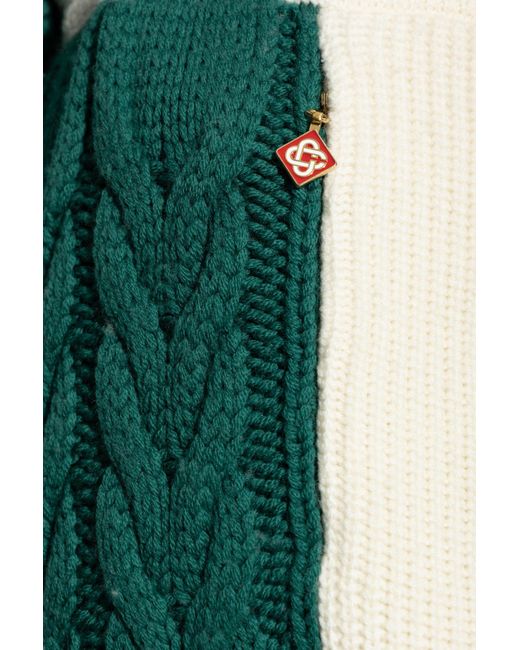 Casablanca White Straight-Leg Cable-Knit Trousers