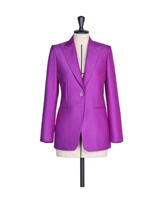 Max Mara Purple Single-Breasted Virgin Wool-Blend Blazer