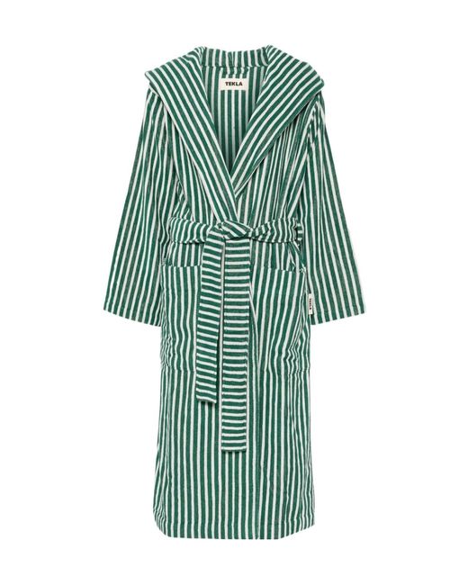 Tekla Green Striped Robe for men