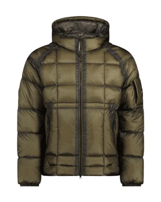 C P Company Green Long-Sleeved Hooded Down Jacket for men