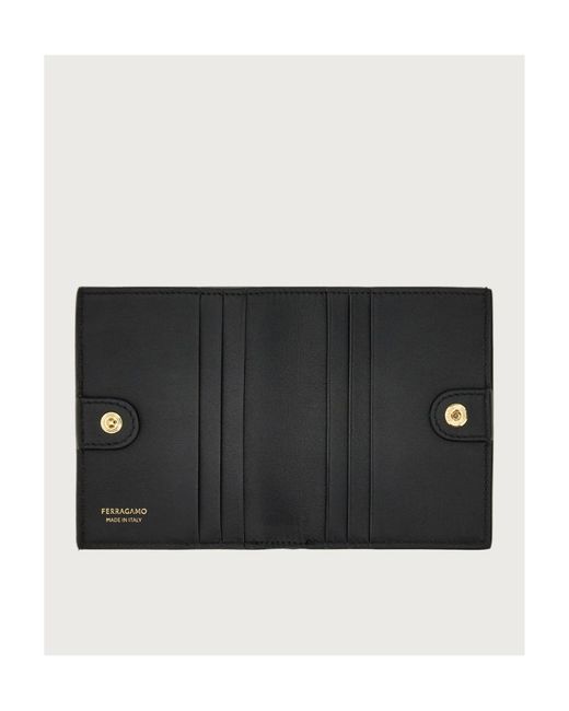 Ferragamo Black Ferragamo Gancini Clasp Compact Wallet
