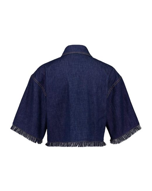 Zimmermann Blue Rhiannon Fringe Denim Shirt