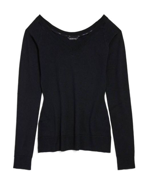Balenciaga Black Off Shoulder V-Neck Sweater