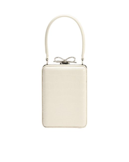 Self-Portrait White Bow Embellished Embossed Micro Bag