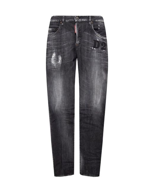 DSquared² Gray Distressed Faded Skinny-Fit Jeans for men