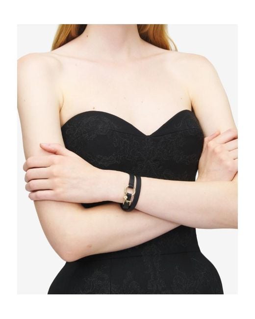 McQueen Black Skull Ring Double Wrap Bracelet