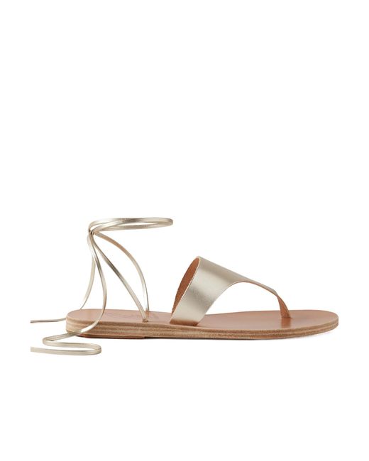 Ancient Greek Sandals Metallic Nychta Flat Sandals